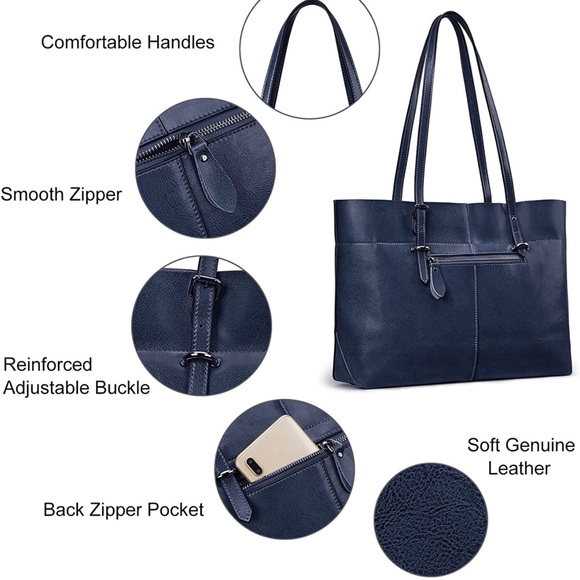 Women Vintage Genuine Leather Tote Shoulder Bag Handbag Upgraded Version Medium - Picture 4 of 4